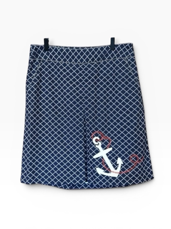 L.L. Bean Dresses & Skirts - L.L. Bean Pleated Nautical Sailor Anchor Plaid Blue  A-Line Skirt Size 10 NWT